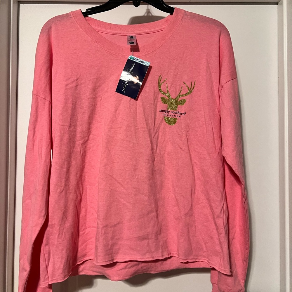 Simply Southern Kids Coral Long Sleeve Tee size XL NWT